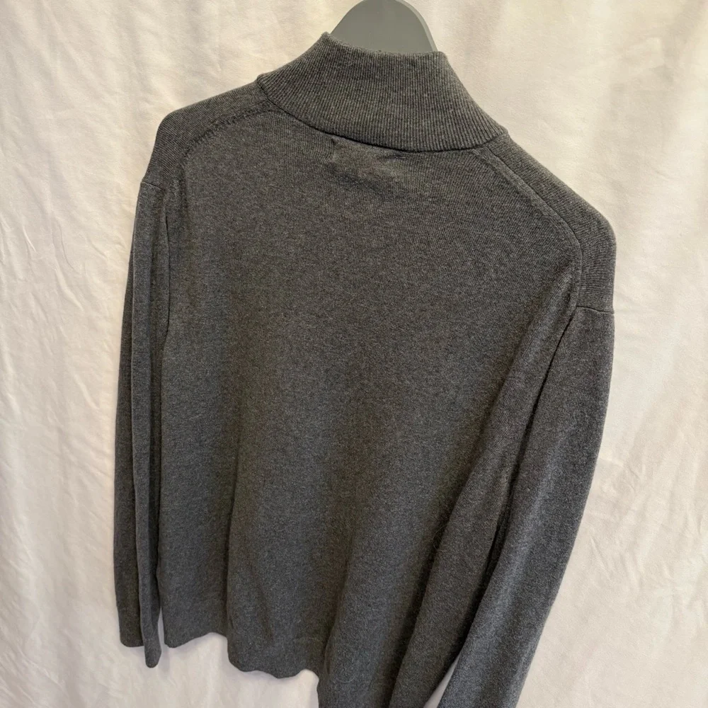 Banana Republic Luxe Cotton‎ Blend XL 1/4 Zip Sweater Charcoal Gray Lagenlook